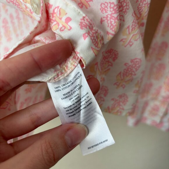 Faherty Organic Cotton Malibu Pink Taj Floral Long Sleeve Boyfriend Shirt - Picture 8 of 12
